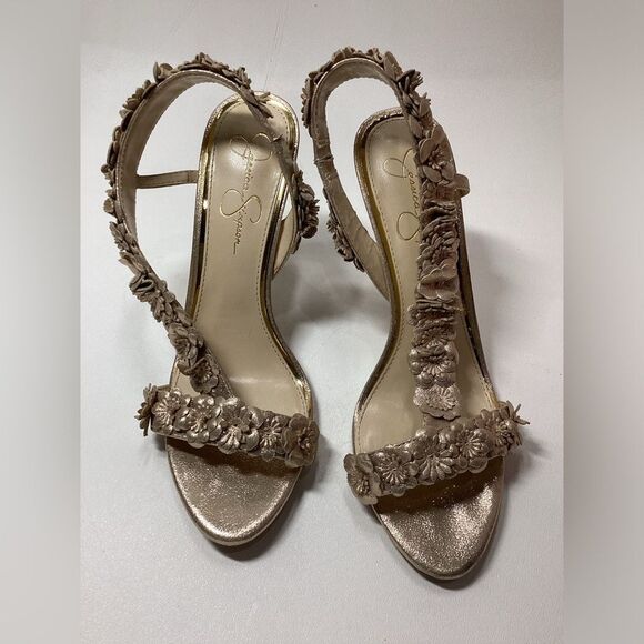 Jessica Simpson Jessin Gold Ankle Wrap Sandals‎ – Women’s Size 9.5 - Picture 3 of 13